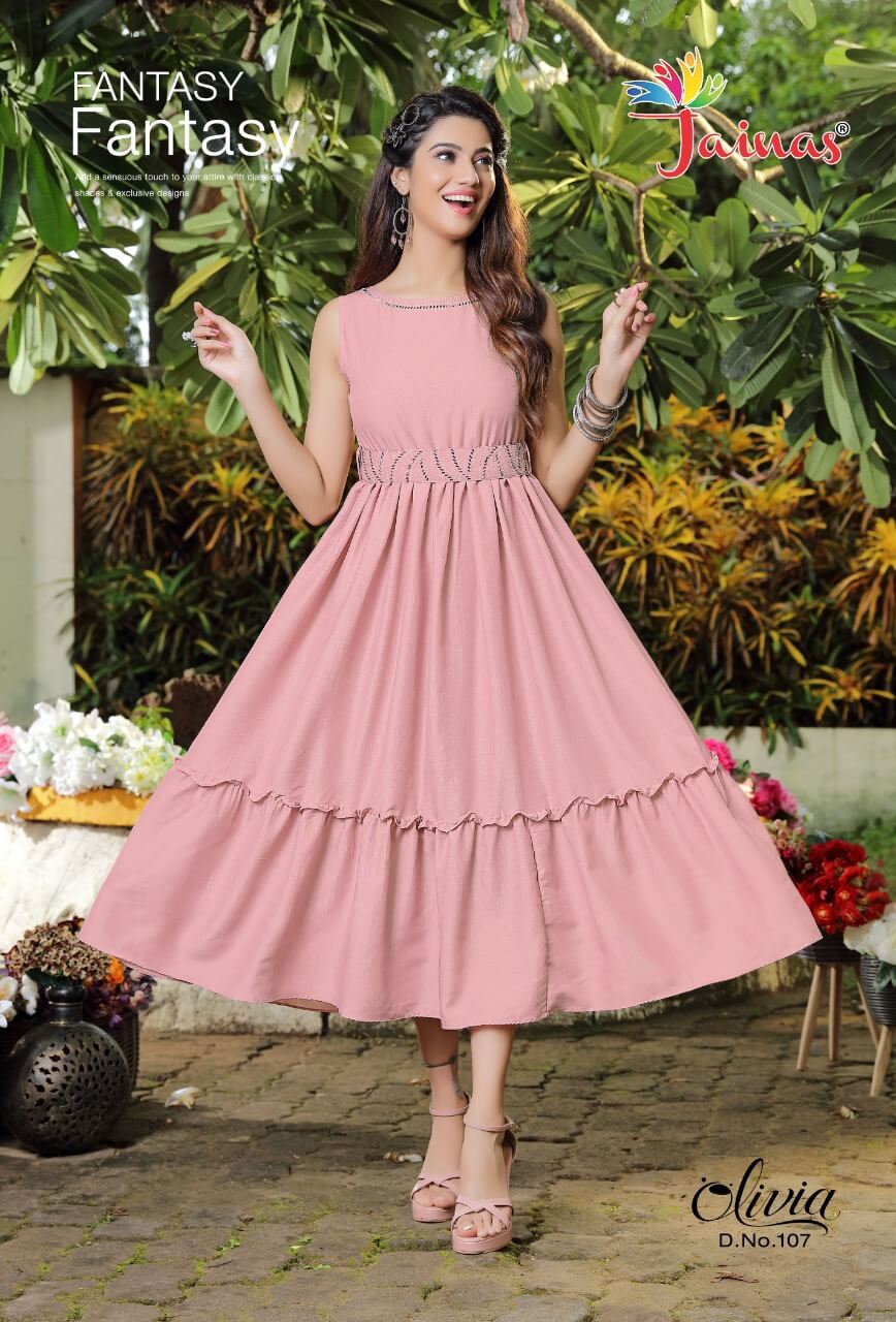 Jainas Olivia Party Wear Wholesale Anarkali Kurti Collection
